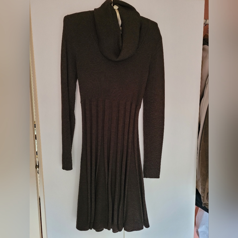 Calvin Klein Dark Brown Cowl Neck Midi Dress In Small